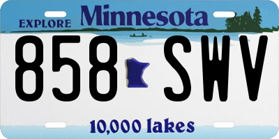MN license plate 858SWV