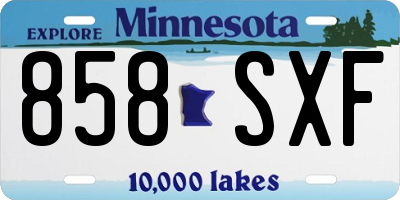 MN license plate 858SXF