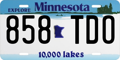 MN license plate 858TDO