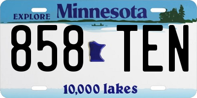 MN license plate 858TEN