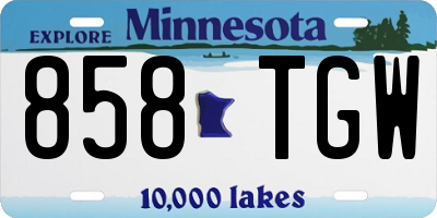 MN license plate 858TGW