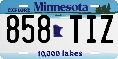 MN license plate 858TIZ