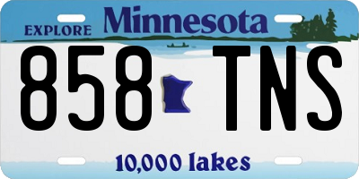 MN license plate 858TNS