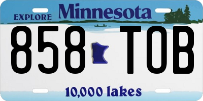 MN license plate 858TOB