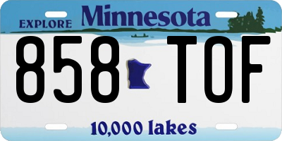 MN license plate 858TOF