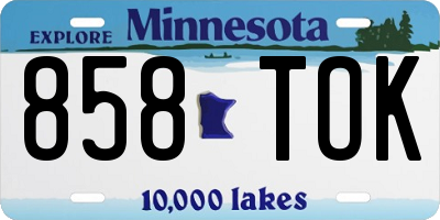 MN license plate 858TOK