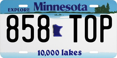 MN license plate 858TOP