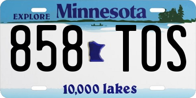 MN license plate 858TOS