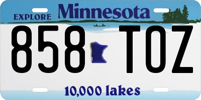 MN license plate 858TOZ