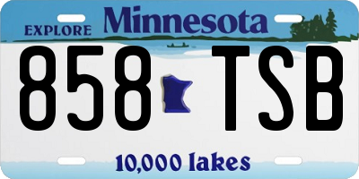 MN license plate 858TSB