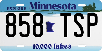 MN license plate 858TSP