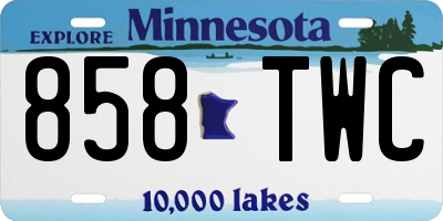 MN license plate 858TWC