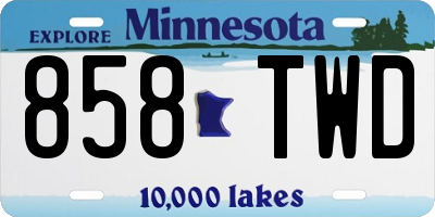 MN license plate 858TWD