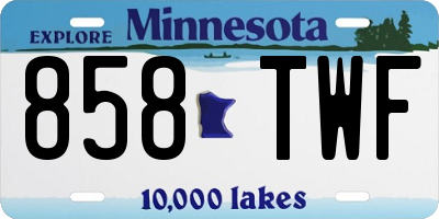 MN license plate 858TWF