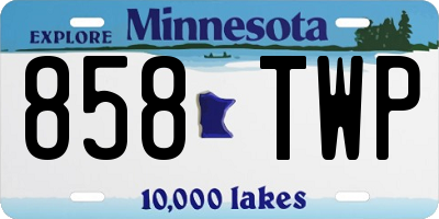 MN license plate 858TWP