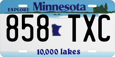 MN license plate 858TXC
