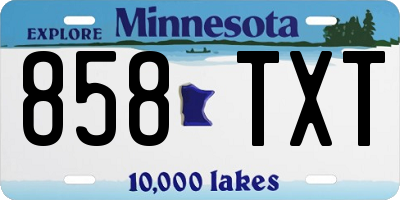 MN license plate 858TXT