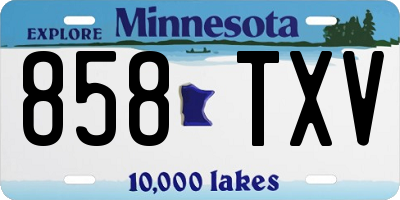 MN license plate 858TXV