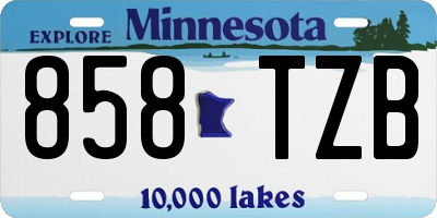MN license plate 858TZB