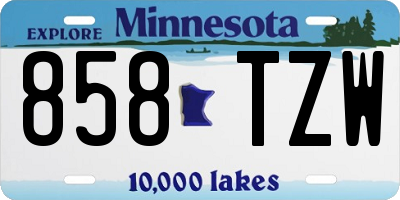 MN license plate 858TZW