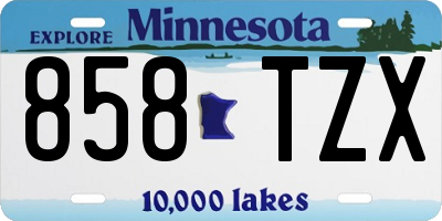 MN license plate 858TZX
