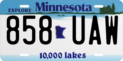 MN license plate 858UAW