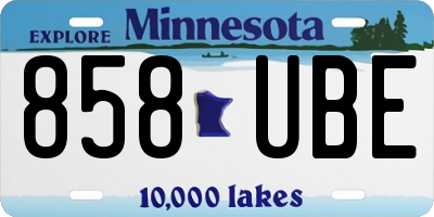 MN license plate 858UBE