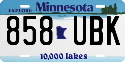 MN license plate 858UBK
