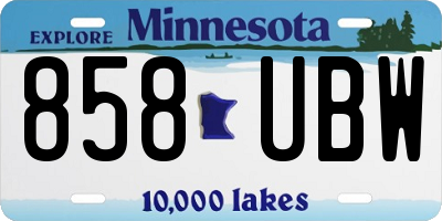 MN license plate 858UBW
