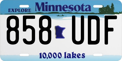 MN license plate 858UDF