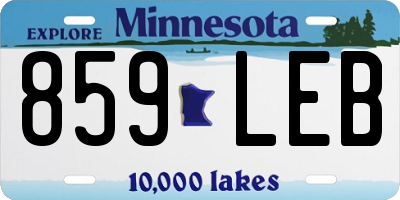 MN license plate 859LEB