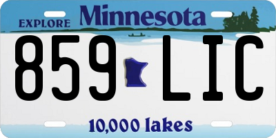 MN license plate 859LIC