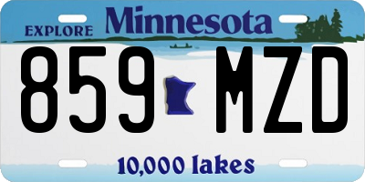 MN license plate 859MZD