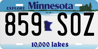 MN license plate 859SOZ
