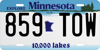 MN license plate 859TOW