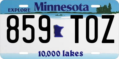 MN license plate 859TOZ