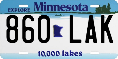 MN license plate 860LAK