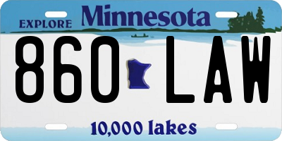 MN license plate 860LAW
