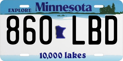 MN license plate 860LBD