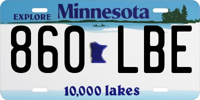 MN license plate 860LBE
