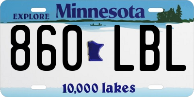 MN license plate 860LBL