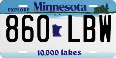 MN license plate 860LBW