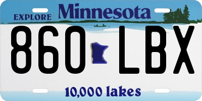 MN license plate 860LBX