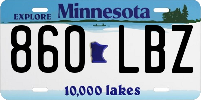 MN license plate 860LBZ