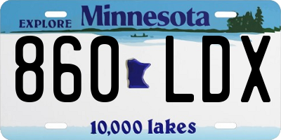 MN license plate 860LDX