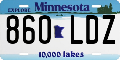 MN license plate 860LDZ