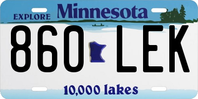MN license plate 860LEK