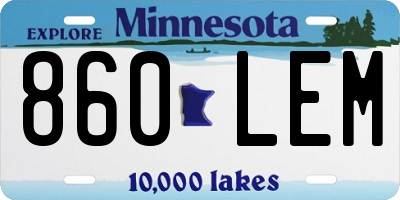 MN license plate 860LEM