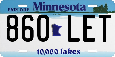 MN license plate 860LET