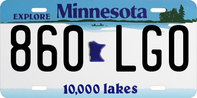 MN license plate 860LGO